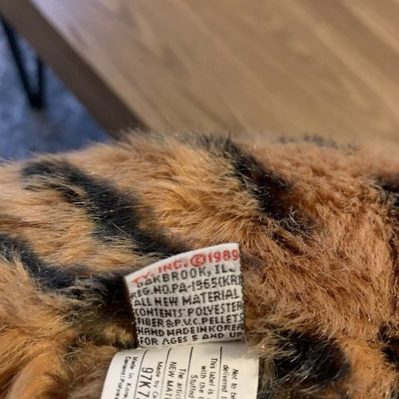 TY Tygger Tiger 1989 Plush Brown Black White Vintage Cat Stuffed Retired 17" HTF - Picture 5 of 5